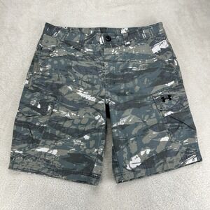 Under Armour Camo Cargo Shorts Mens 34 Ripstop Loose Fit Camouflage Heatgear
